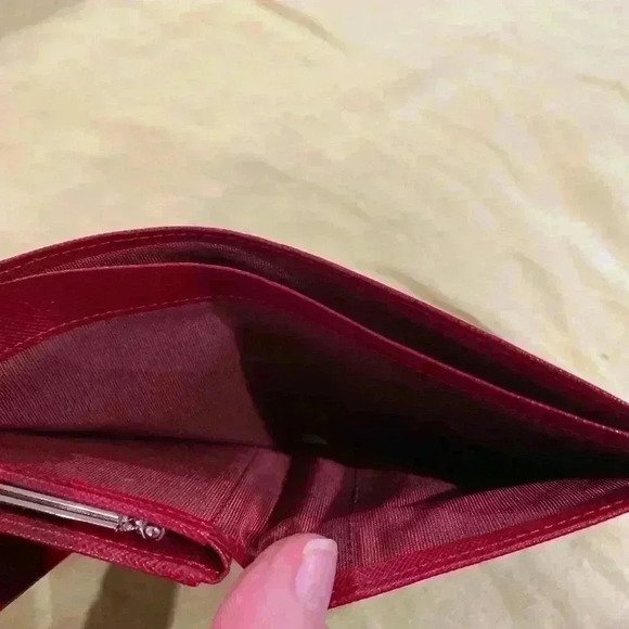 Burberry Red Embossed Check Leather Wallet - Picture 8 of 9